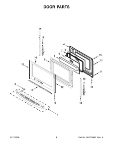 Door Parts Diagram and Parts List for WEG515S0LW4  Whirlpool Range