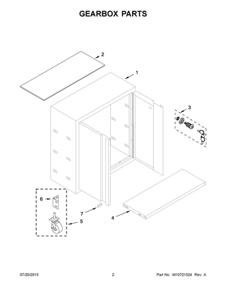 Gearbox Parts Diagram and Parts List for GAGB262DBG00  Whirlpool Cabinet