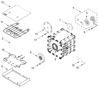 Internal Oven Parts (18 In) Diagram and Parts List for KFDC558JAV03  Whirlpool Range