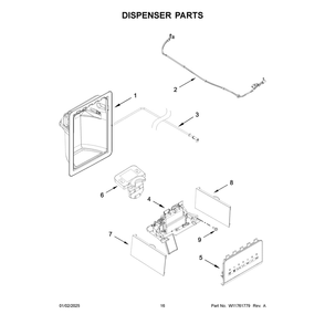 Dispenser Parts Diagram and Parts List for WRS325SDHB11  Whirlpool Refrigerator