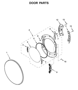 Door Parts Diagram and Parts List for WGD5620HW1  Whirlpool Dryer
