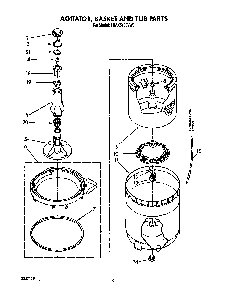 Agitator, Basket And Tub Diagram and Parts List for 6MAX5133VW0  Whirlpool Washer