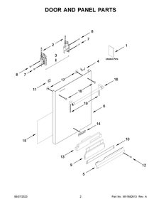 Door And Panel Parts Diagram and Parts List for KDTE204KBL2  KitchenAid Dishwasher