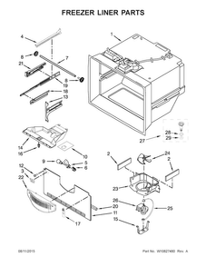 Freezer Liner Parts Diagram and Parts List for 5GBB2258EA00  Whirlpool Refrigerator