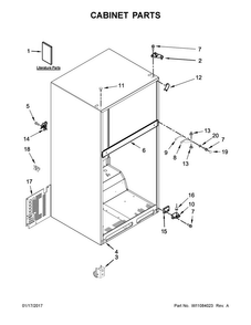 Cabinet Parts Diagram and Parts List for WRT316SFDW01  Whirlpool Refrigerator