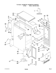 Cabinet Liner And Door Parts Diagram and Parts List for 10689582706  Kenmore Ice Maker