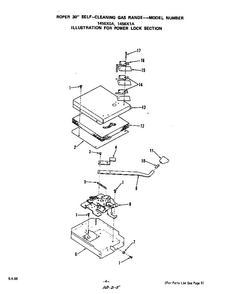 Power Lock Diagram and Parts List for 1456*0A  Roper Range