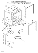 TUB AND FRAME PARTS Diagram and Parts List for KUDP01DLBS0  KitchenAid Dishwasher