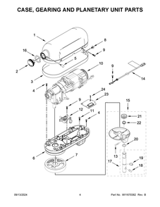 03 - Case, Gearing And Planetary Unit Parts Diagram and Parts List for KSM55SXXXPL0  Whirlpool Mixer
