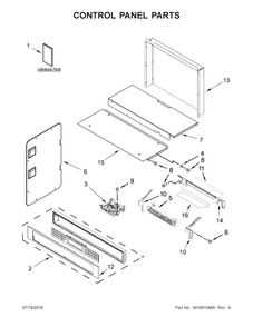 Control Panel Parts Diagram and Parts List for KOCE500ESS05  KitchenAid Microwave