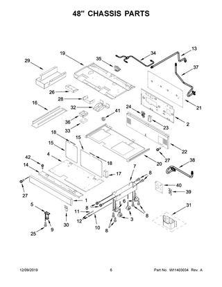 48" Chassis Parts Diagram and Parts List for KFGC558JIB00  Whirlpool Range