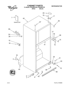 Cabinet Diagram and Parts List for ET8GHMXLT02  Whirlpool Refrigerator