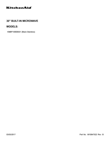 Cover Sheet Diagram and Parts List for KMBP100EBS01  KitchenAid Microwave