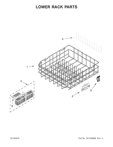 Lower Rack Parts Diagram and Parts List for KDTE204EBL3  KitchenAid Dishwasher