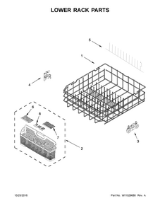 Lower Rack Parts Diagram and Parts List for IUD8010DS3  Whirlpool Dishwasher