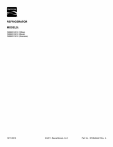 Cover Sheet Diagram and Parts List for 59669313010  Kenmore Refrigerator