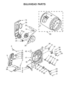 Bulkhead Parts Diagram and Parts List for 11076132410  Kenmore Dryer