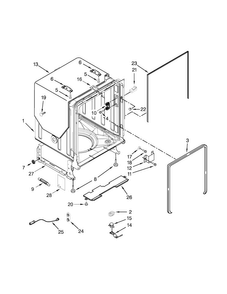 Tub And Frame Parts Diagram and Parts List for WDT790SAYW3  Whirlpool Dishwasher