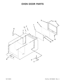 Oven Door Parts Diagram and Parts List for WOC54EC0AS04  Whirlpool Microwave