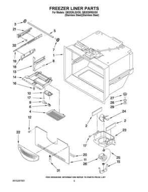03 - FREEZER LINER PARTS Diagram and Parts List for GB2026REKS5  Whirlpool Refrigerator