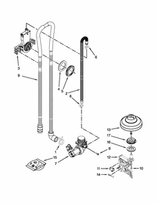 Fill, Drain And Overfill Parts Diagram and Parts List for 66513229N412  Kenmore Dishwasher