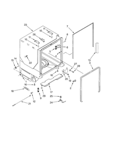Tub And Frame Diagram and Parts List for KUDC20FVSS0  KitchenAid Dishwasher
