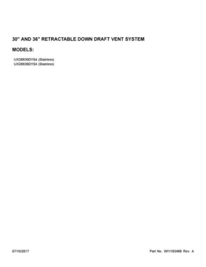 01 - Cover Sheet Diagram and Parts List for UXD8636DYS4  Whirlpool Range Hood