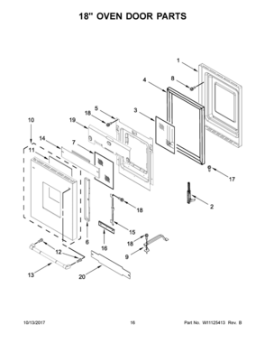 09 - 18" OVEN DOOR PARTS Diagram and Parts List for JGRP548WP02  Whirlpool Range