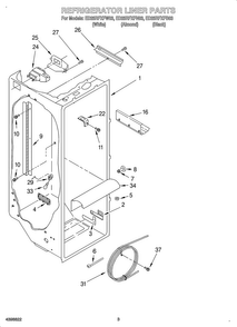 Refrigerator Liner Diagram and Parts List for OEMED25RFXFW03  Whirlpool Refrigerator