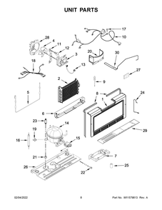 Unit Parts Diagram and Parts List for GAFZ30FDGB04  Whirlpool Freezer
