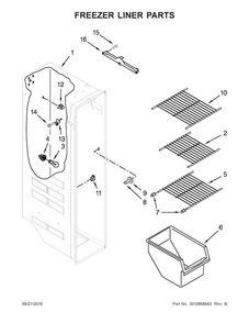 Freezer Liner Parts Diagram and Parts List for 10650029213  Kenmore Refrigerator