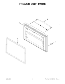 Freezer Door Parts Diagram and Parts List for KRFF305ESS08  KitchenAid Refrigerator