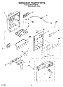 DISPENSER FRONT PARTS Diagram and Parts List for GD5NVAXSA00  Whirlpool Refrigerator