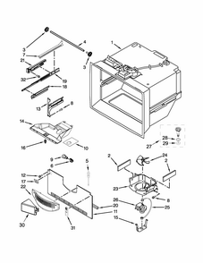 Freezer Liner Parts Diagram and Parts List for 596467934351  Kenmore Refrigerator