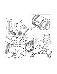 Bulkhead Parts Diagram and Parts List for 11075202310  Kenmore Dryer