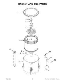04 - Basket And Tub Parts Diagram and Parts List for WTW5015LW1  Whirlpool Washer