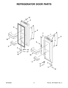 05 - Refrigerator Door Parts Diagram and Parts List for WRFF3236RV00  Whirlpool Refrigerator