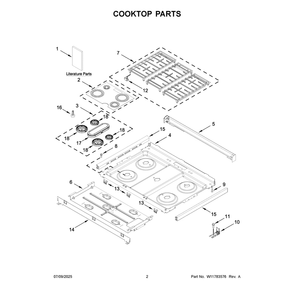 Cooktop Parts Diagram and Parts List for WSGS5030SW0  Whirlpool Range