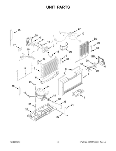 Unit Parts Diagram and Parts List for WZF34X20DW06  Whirlpool Freezer