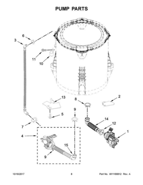05 - Pump Parts Diagram and Parts List for 7MWTW8500EC2  Whirlpool Washer