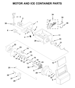 Motor And Ice Container Parts Diagram and Parts List for 10651752714  Kenmore Refrigerator