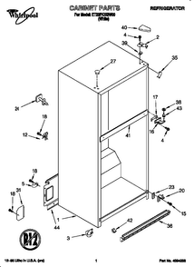 Cabinet Diagram and Parts List for ET23PKXGW00  Whirlpool Refrigerator