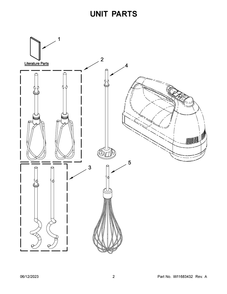 Unit Parts Diagram and Parts List for 5KHM9212TBM0  KitchenAid Mixer