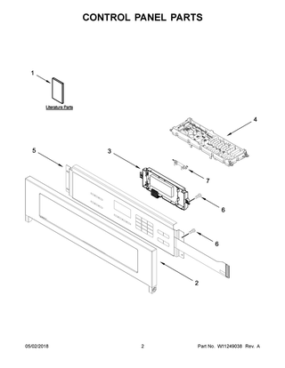 Control Panel Parts Diagram and Parts List for WOS11EM4EB01  Whirlpool Wall Oven