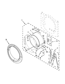 Door Parts Diagram and Parts List for WED8740DC1  Whirlpool Dryer