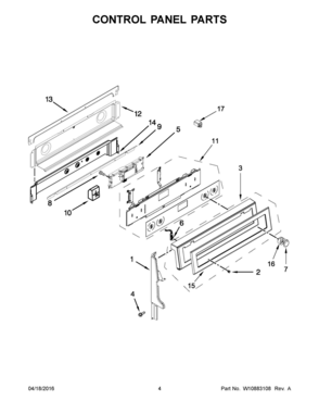 03 - CONTROL PANEL PARTS Diagram and Parts List for YKFED500ESS2  Whirlpool Range
