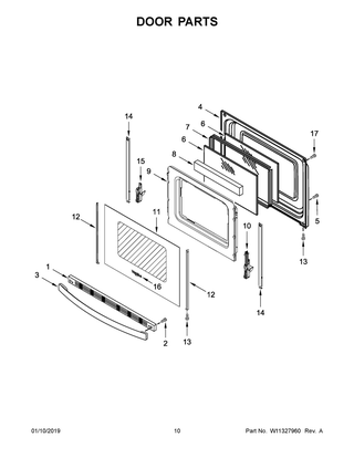 Door Parts Diagram and Parts List for WFG510S0HS1  Whirlpool Range