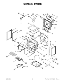 Chassis Parts Diagram and Parts List for WEE515S0LS3  Whirlpool Range