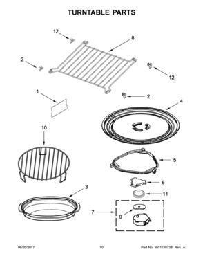06 - TURNTABLE PARTS Diagram and Parts List for WMH78019HB0  Whirlpool Microwave Oven Combo