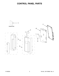 02 - Control Panel Parts Diagram and Parts List for WML55011HB08  Whirlpool Microwave